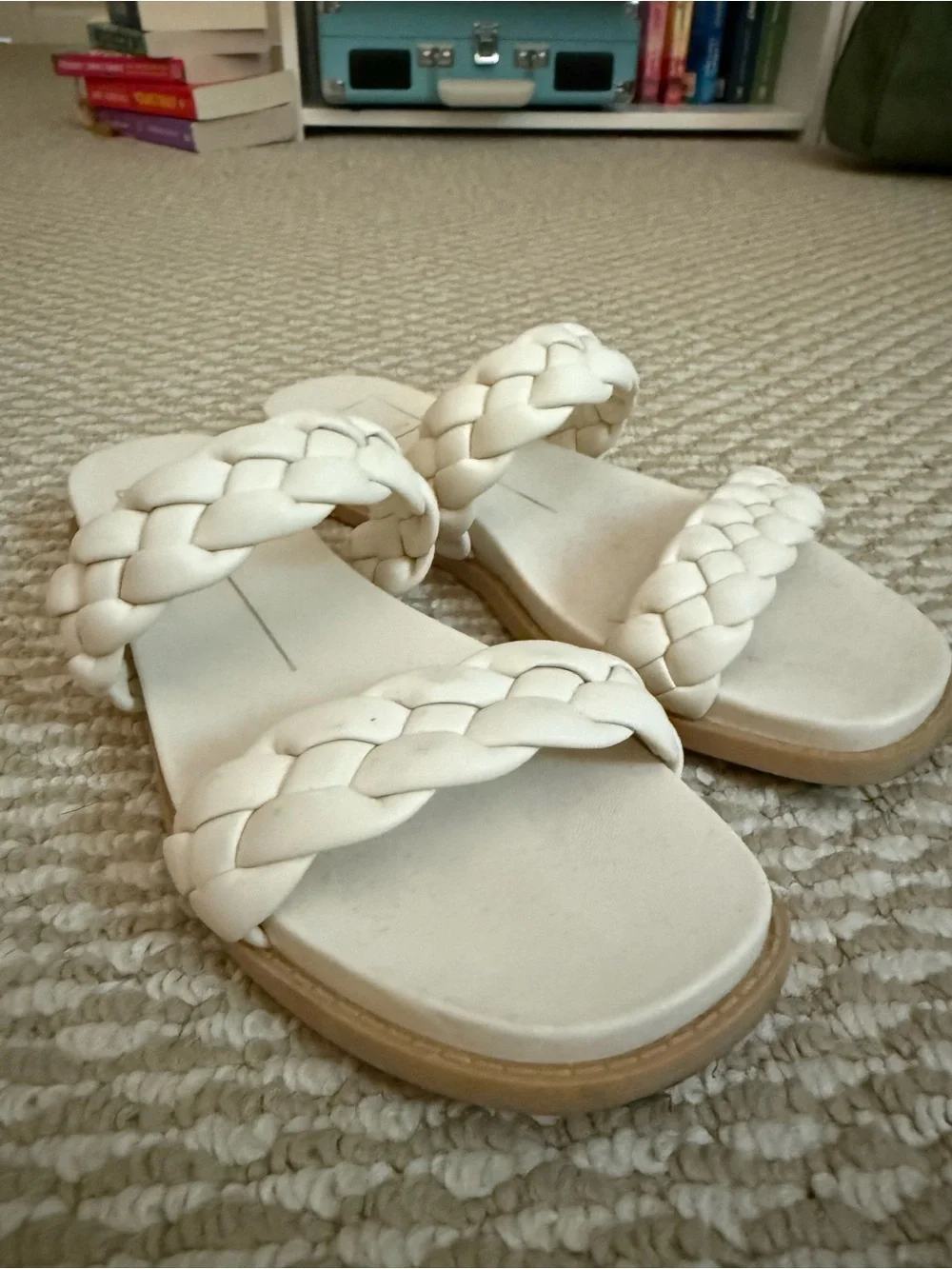 Dolce Vita White Braided Slide Sandals
